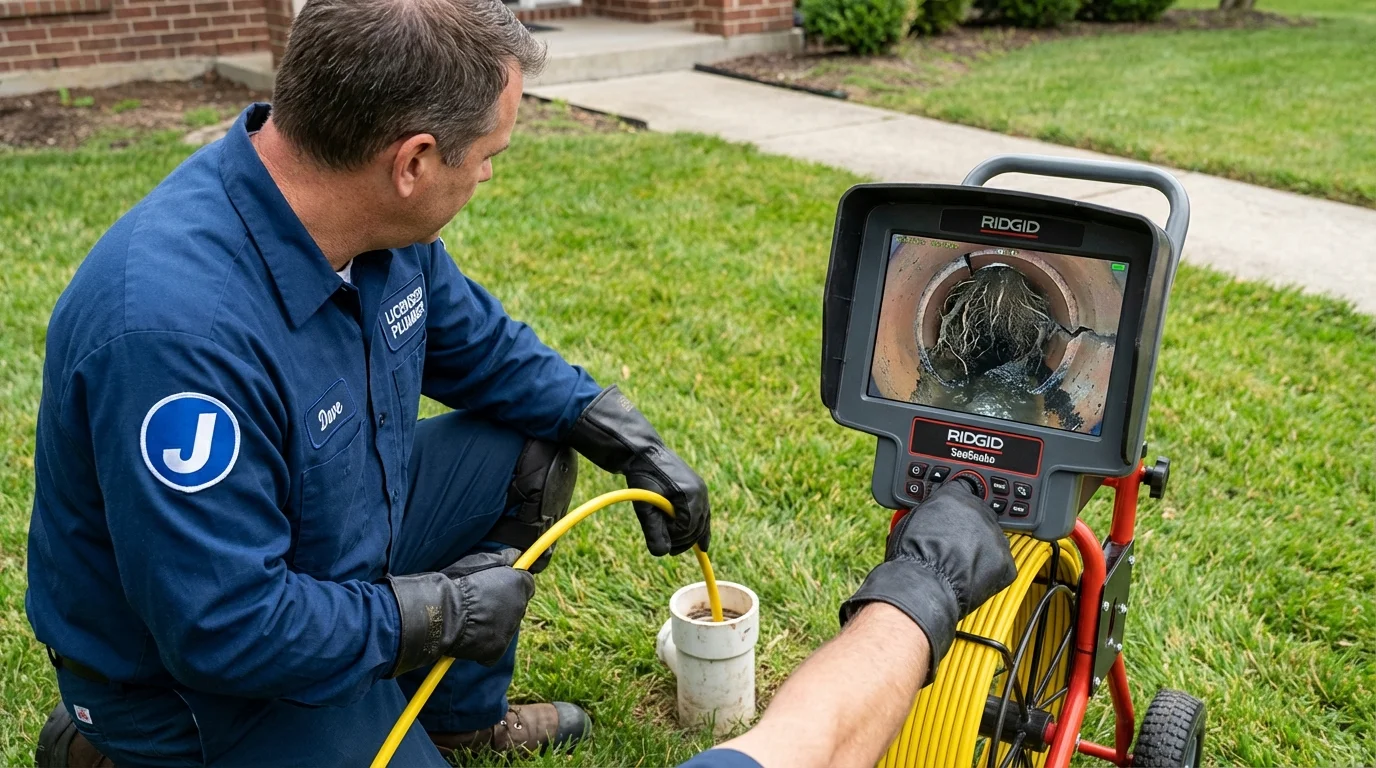 Sewer camera inspection being performed by Johns Plumbing LLC in Graysville
